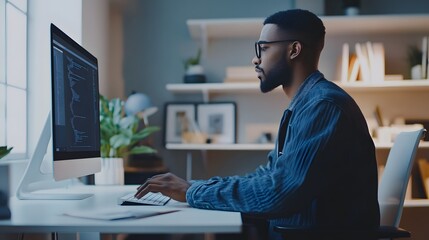 A Man Focused on Programming Code on His Computer
