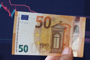 financial concept with euro banknotes. 