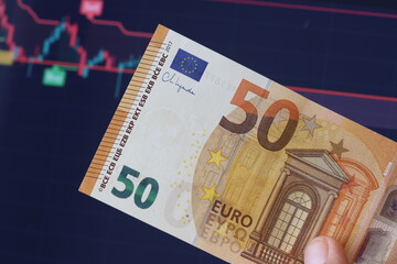 financial concept with euro banknotes. 