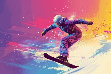 Colorful Snowboarding Adventure on the Slopes