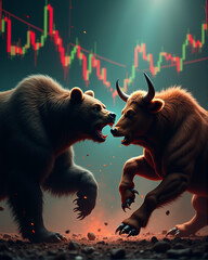 Bull and Bear Symbol with Stock Market Concept