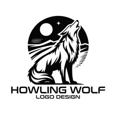 Howling Wolf Vector Logo Design