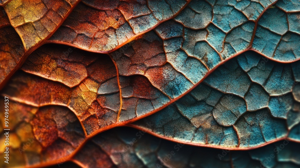 Sticker Close-up of a Leaf's Intricate Veins and Texture