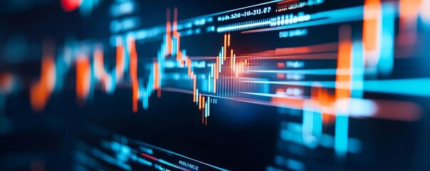 Fototapeta premium AI financial analysis, holographic stock market visualization, digital financial hub