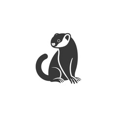 Black and White Silhouette of a Sitting Weasel