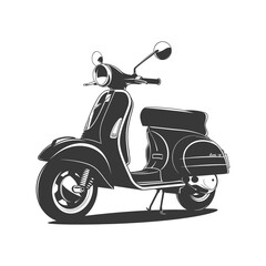 Black and White Silhouette of a Vintage Scooter