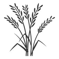 Black and White Silhouette of Rice Plants