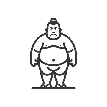 recommend clip art: Line Art Illustration of a Sumo Wrestler with an Angry Expression