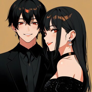 アニメの笑顔のイラスト、笑顔のアニメの女の子、かわいいアニメのカップル、アニメのイラスト、マンガのキャラクター、マンガのイラスト, AI generative, Anime couples illustrations, Ai generative anime illustrations, couple DP