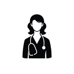 Fototapeta premium a female doctor , vector silhouette illustration, isolated white background,