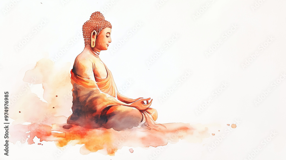 Wall mural  Watercolor illustration of Gautam Buddha