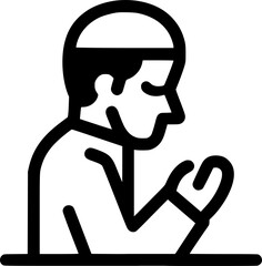 Muslim man praying line icon. linear style sign for mobile concept sign, symbol, vector, art