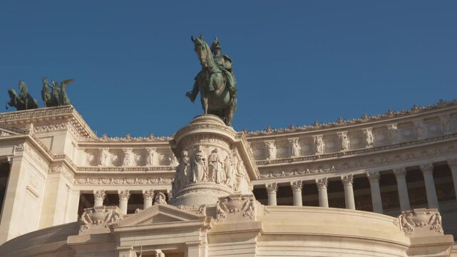 A stunning view of the iconic monument to Victor Emmanuel II showcasing intricate sculptures and historical significance