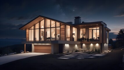 stunning nighttime house construction
