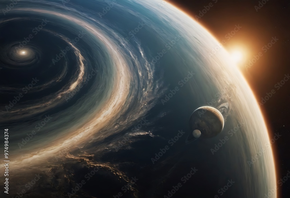 Wall mural a planet with a thick, swirling liquid atmosphere that flows like a slow-motion ocean, reflecting th