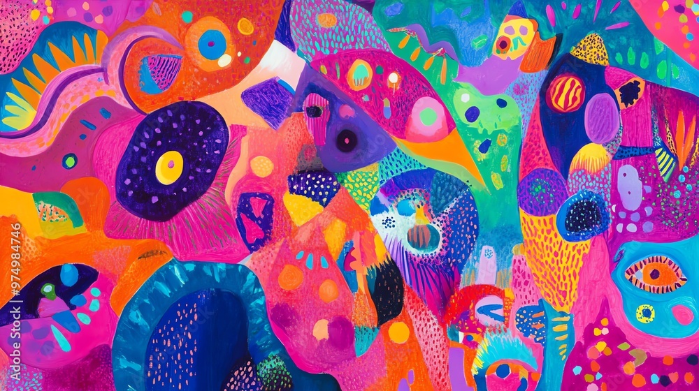 Aufkleber Vibrant abstract art featuring colorful patterns and shapes, perfect for adding energy and creativity to your project.