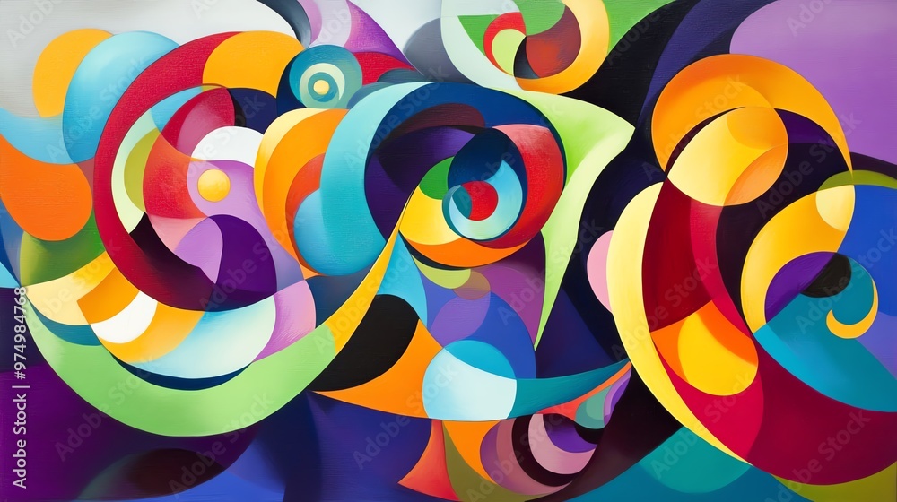Poster Vibrant abstract art featuring colorful swirls and shapes, perfect for adding energy and creativity to any space.
