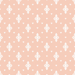 A seamless pattern featuring floral motifs on a soft peach background, ideal for textiles or wallpaper design.