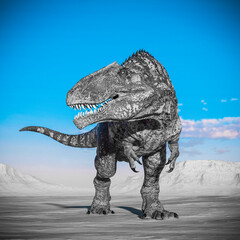 giganotosaurus is ready for some action on sunset desert © DM7