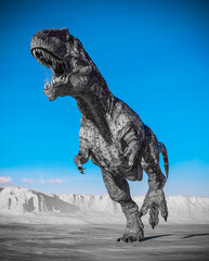 giganotosaurus is running on sunset desert © DM7