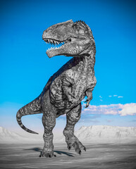 giganotosaurus is standing up on sunset desert © DM7