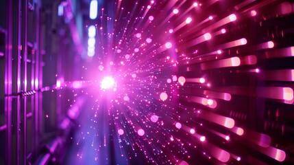 Obraz premium Powerful Particle Beam Burst of Radiant Energy and Light in Dynamic Motion