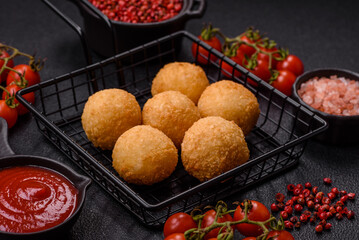 Fast food cheese balls breaded with salt and spices