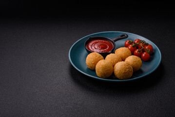 Fast food cheese balls breaded with salt and spices