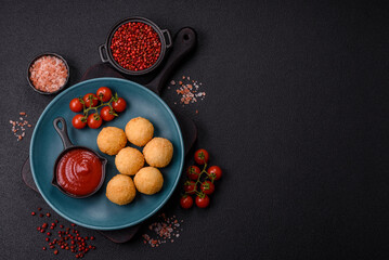 Fast food cheese balls breaded with salt and spices