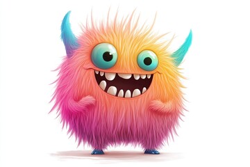 Fototapeta premium Illustration of funny cartoon monster on white background. Halloween holiday