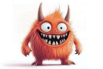 Fototapeta premium Illustration of funny cartoon monster on white background. Halloween holiday