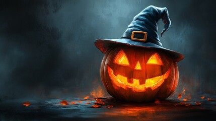 Naklejka premium jack-o-lantern on background with copy space