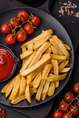 Fast food french fries with salt and spices