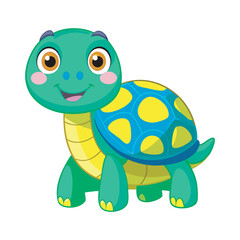 Obraz premium Adorable Turtle Character Design and Colorful Happy Turtle Graphic for Kids