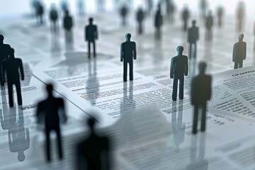 Crowd of applicants is standing on contracts, searching for a new job opportunity