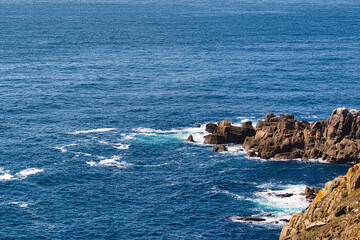 Scenic Ocean View with Rocky Cliffs at Land's End in Cornwall, UK
