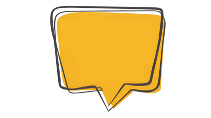 Isolated yellow speech bubble on transparent or white background
