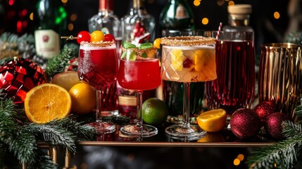 Festive Holiday Cocktails with Citrus and Cherries