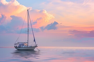 Naklejka premium Serene Sailboat on Calm Waters.