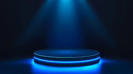 Glowing platform showcasing future technology