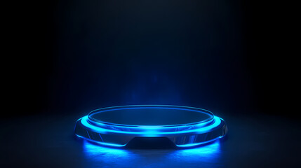 Glowing platform showcasing future technology