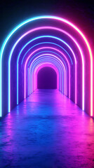 Future neon tunnel with light effects