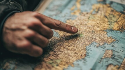 People's hands pointing at a travel planning map, planning their trip together before setting off on a journey into the wilderness