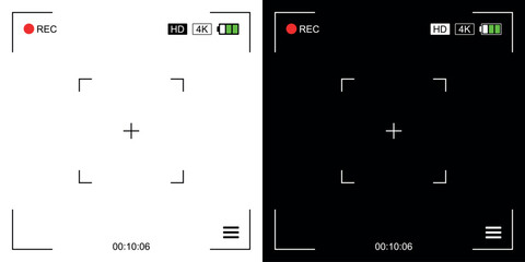 Camera frame vector mockup. Video camera viewfinder overlay