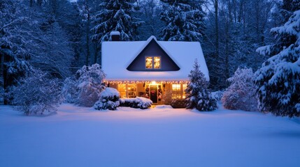 A Cozy Cabin in a Snowy Winter Wonderland