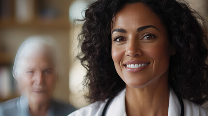 Obraz premium the middle age female doctor is listening and care for the patients who need to consult on their health issues.