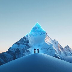 Digital Mount Everest, holographic peak, augmented reality climbers, future Nepal