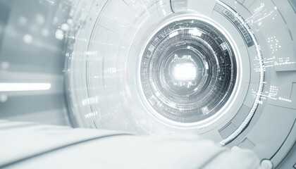 Obraz premium healthcare machine mri x-ray concept illustration on white grey color theme on white background copy space