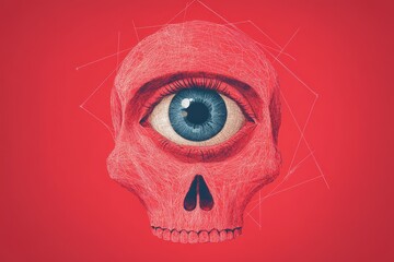Obraz premium Close-up macro view of red bloodshot itching eyes in allergy season. Beautiful simple AI generated image