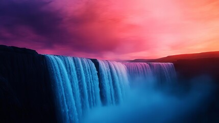 Digital Victoria Falls, holographic spray, neon river, futuristic Zimbabwe and Zambia